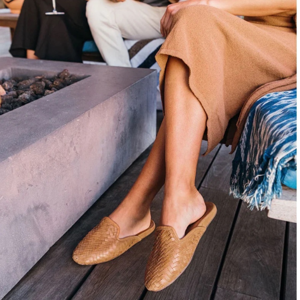 OluKai Tan Woven Mules